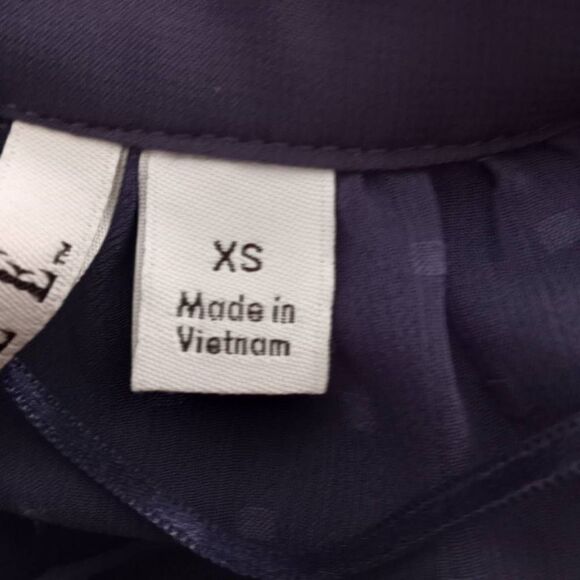 ELLE NAVY Clip-Dot Pintuck BLOUSE SZ.XS EUC - Picture 4 of 7